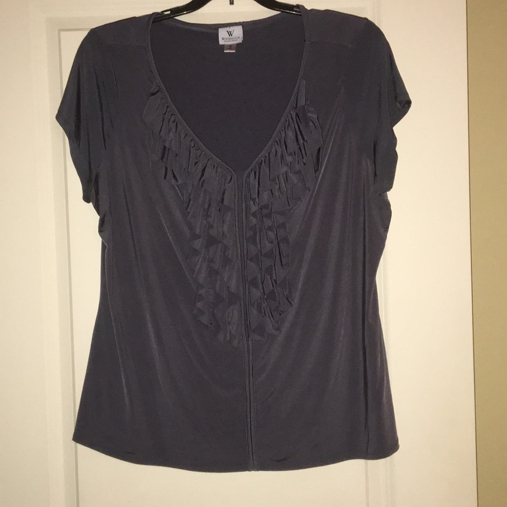 Short Sleeve Ruffle-front Top